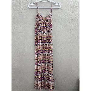 Girls Zoey Dress Size 14 Pink Maxi Aztec Design Sleeveless Ruffled Chest